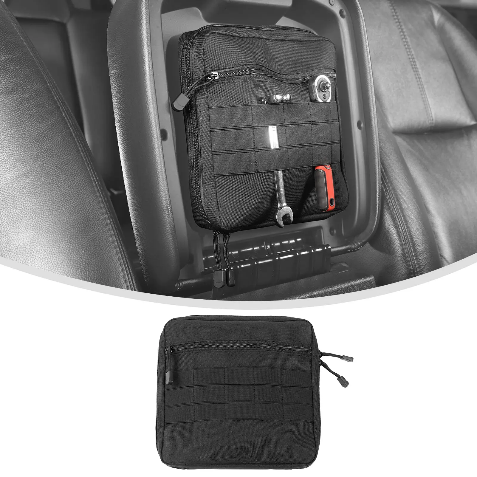 Car Center Console Under Armrest Box Storage Bag - Universal Fit, Laser-Cut UV-Coated Oxford Cloth Automotive Interior Organizer, Car Seat Organizer