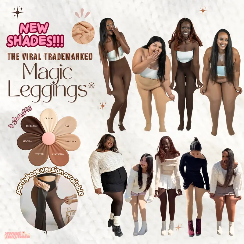 Women's Official Magic Skin Fleece Lined Tights Leggings - High Waist, Body Slimming Compression Band, Plus Size Chic Cute Women's Fashion Clothes, 1-Seam Option, Closed Foot, XXS-3XL, 4 Shades, Light-Brown Fur Fleece, Cold Wash, Viral Item