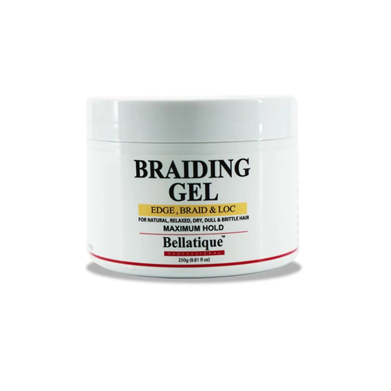 Bellatique Edge Control & Braiding Gel, 48-Hr Maximum Hold Haircare with No Flaking or Whitening - High Shine, Fast Drying Gel for Edges, Braids, Locs & All Hair Types - 8.8oz, Moisturizer, Hydrating, Curly Hair, Protective Styles, Textured
