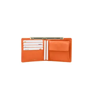 Orange Wallet with Zip Closure - Stylish Plain Design, Multiple Card Slots, Spacious Bill Compartment, Durable High-Quality Material