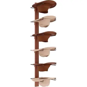 Cowboy Hat Rack - Hat Holder, Rustic Black & Natural Wooden Board Wall