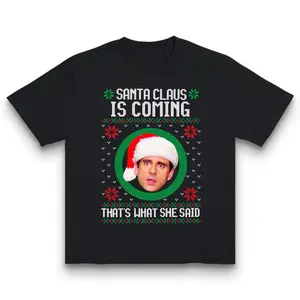 The Office Christmas Vintage Shirt, Santa Claus Meme Tee, Funny Holiday Graphic Print T-Shirt, Comedy Gift Idea, Trending T-shirt Made In USA For Women For Men [180G/230G 100% cotton short-sleeve/hoodie, soft and comfortable]