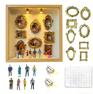 DIY Mini Museum Silhouette Box — A Miniature Model for Capturing Cherished Memories. This 3D Shadow Box Frame features mini figurines and a natural wood-tone border, making it the perfect keepsake for anniversaries, birthdays, and graduations.