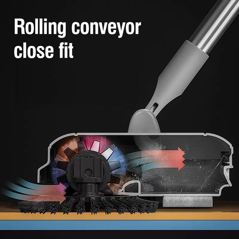 Manual Push Sweeper, Multifunctional Cleaning Tool, Long Handle Sweeper with Automatic Spinning System, Suitable for Hardwood Floor, Tile, Kitchen, Home, Office