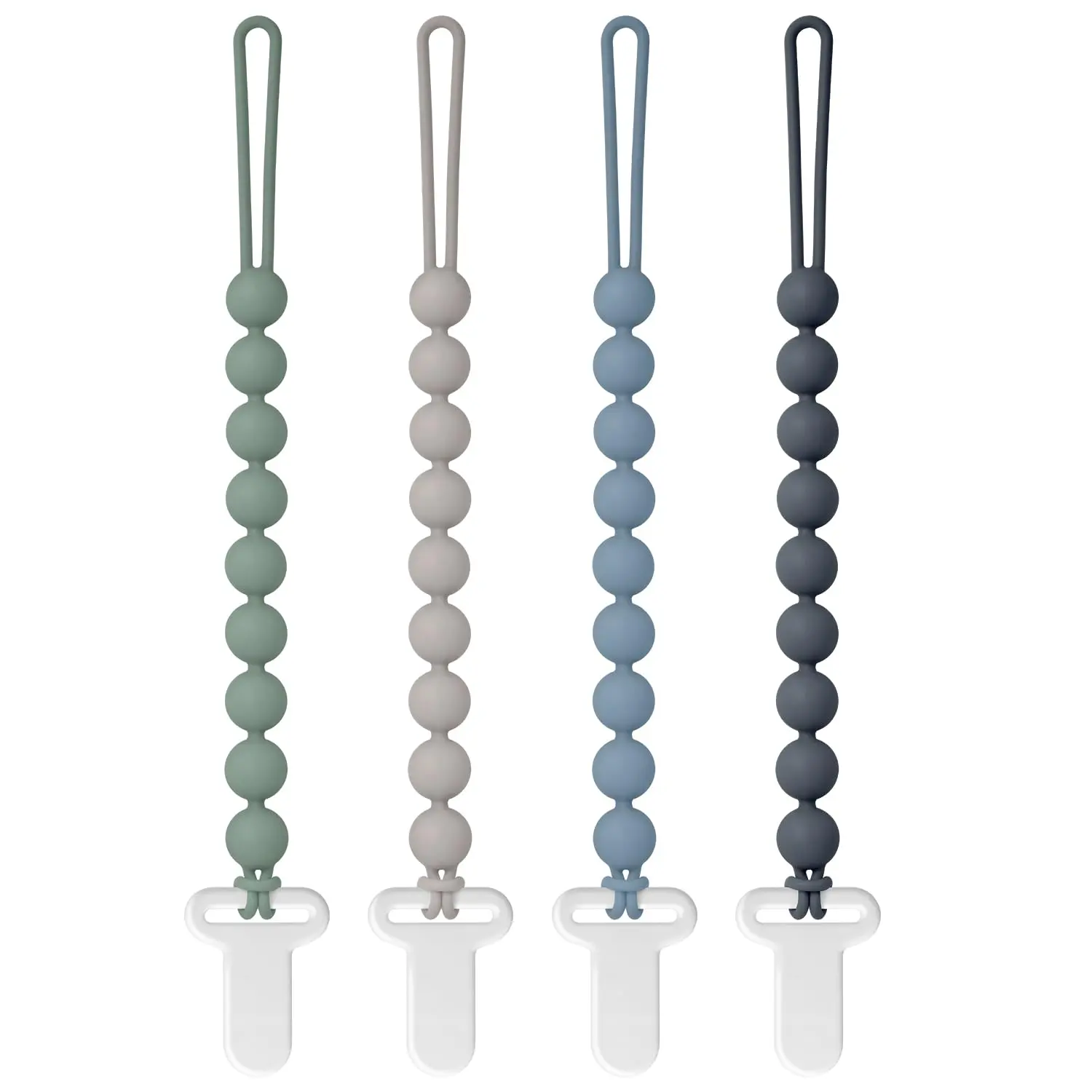 Summer Spring Gift 4-Pack Pacifier Clips Silicone, Pacifier Holder Clip with Stylish Round Design, 100% Food Grade Silicone, Safe Essentials for Newborns Baby Boys and Girls