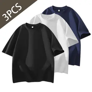 Women's 3PCS 100% High-Quality Cotton Round Neck T-Shirt Set - Oversized Short Sleeved T-shirt, Suitable for Casual Daily Wear, Basis Style Pieces Womenswear Top, Summer Minimalist Streetwear Tshirt