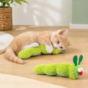 Caterpillar Cat Toy Plush Catnip Silvervine Chew Toy Interactive Kitten Toy Soft Crinkle Cat Toy for Indoor Cats Play Exercise Toy