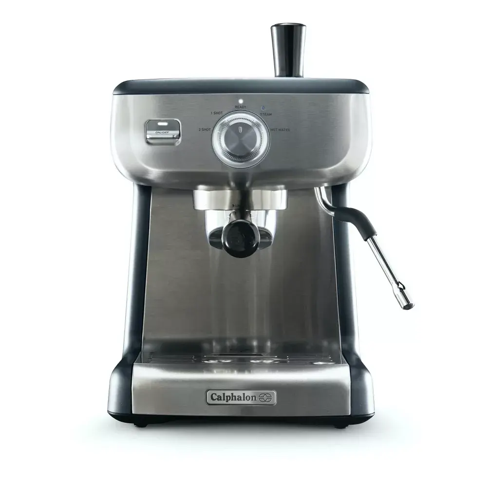 Calphalon PrecisionHeat Espresso Machine - Stainless Steel, PID Control, 14.9 lbs, Thermoblock Heating Technology, 15 Bars of Pump Pressure