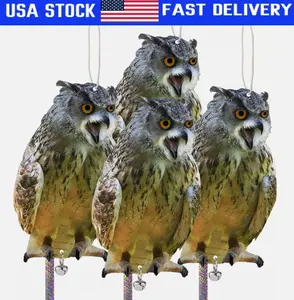 Fake Owl to Keep Squirrel Away from Outdoor 4PCS Hanging Flat Garden Owl