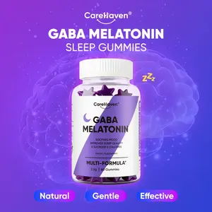 CareHaven Edible Dietary GABA & Melatonin Sleep Gummies with Magnesium Glycinate, Chamomile, Passionflower - Sugar-Free 60-Count Star-Shaped Plant-Based Adult Nighttime Aid