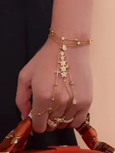 Fashion Design Stainless Steel Finger Chain, Synthetic Zircon Jewelry, Elegant Simple Style, Perfect for Anniversaries, Birthdays, Gifts, Minimalist Chain Bangles