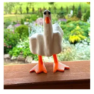 Funny Little Duck Resin Ornaments, Cute Animal Design Figurine for Decoration