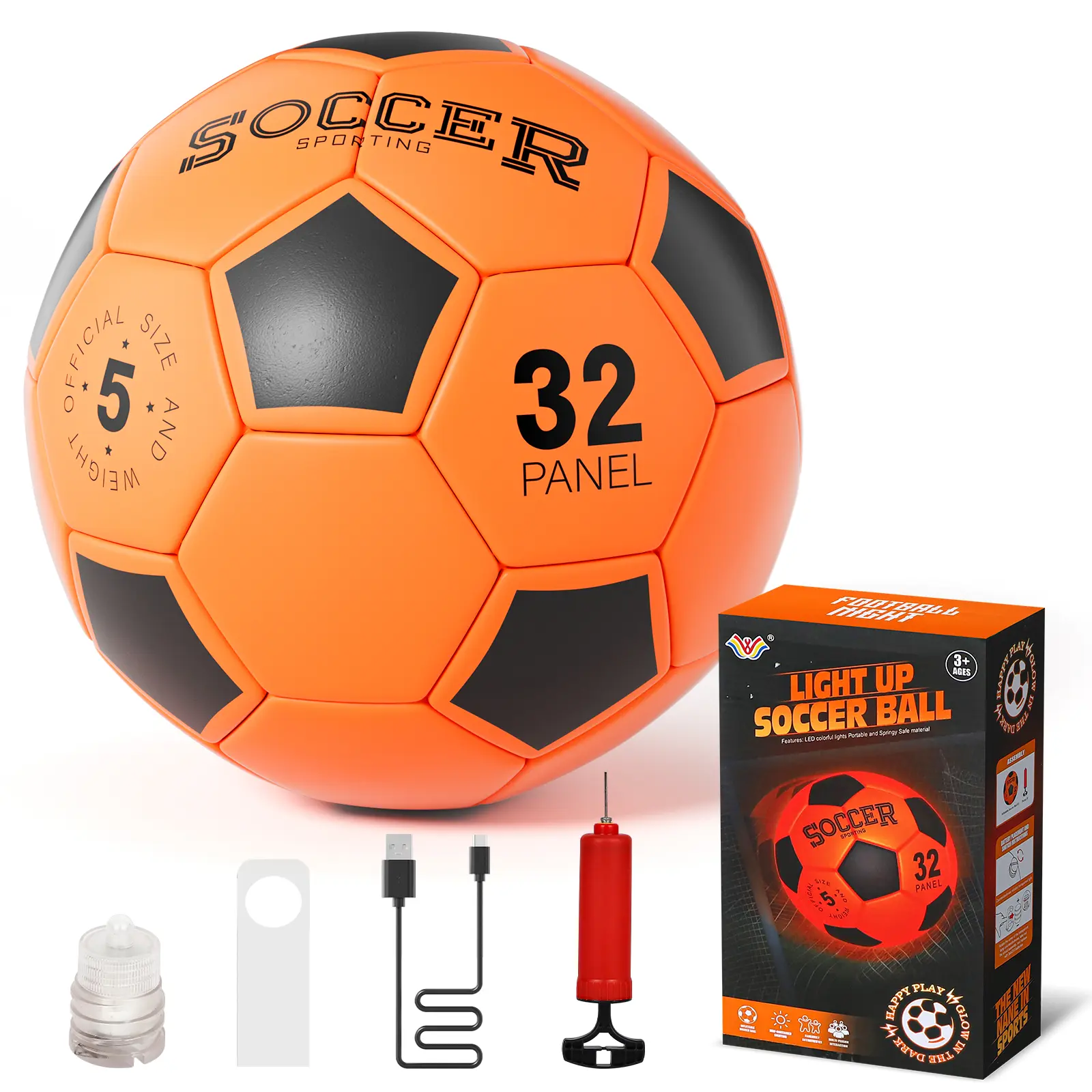 Lehoo Castle Light Up Soccer Ball - Glow in The Dark - Size 5 with LED Lights, Gifts for Kids & Junior Ages 6+,  Ball Sports Equipment, Built for Outdoor Games, See the Ball Fast, Unisex Night Play Gear, Bright Football for Night Outdoor Games
