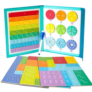 Kids Magnetic Fraction Learning Math Toy, Wooden Book Set, Teaching Aid Tool, Arithmetic Study, Learning Materials, Educational Gift for Christmas & Halloween