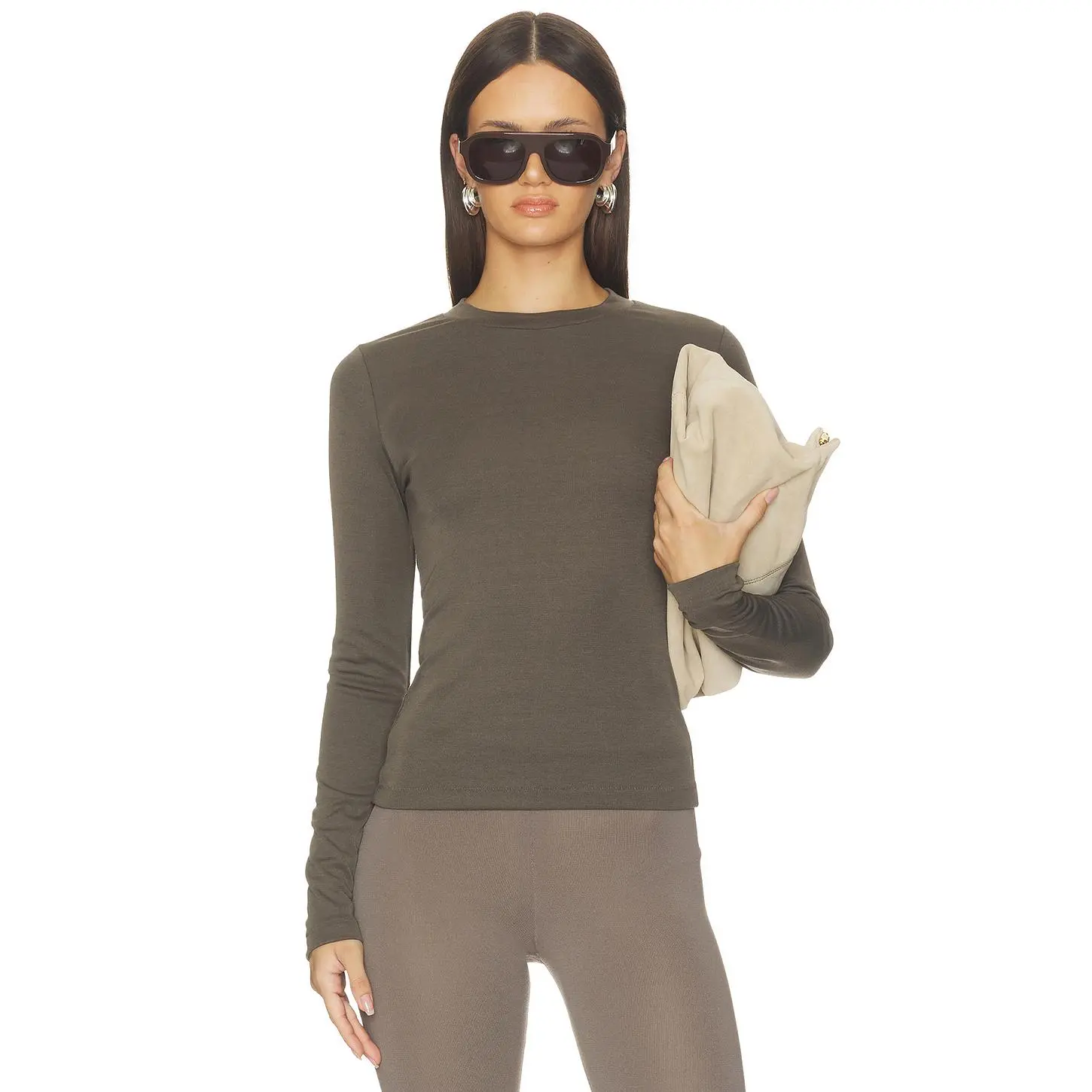 Fear of God ESSENTIALS Fitted Longsleeve Tee in Brown