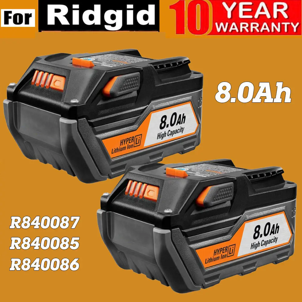 High quality 2PACK For Ridgid R840087 8.0Ah Lithium Battery Rigid 18 Volt R840085 Power Tools High quality 2PACK For Ridgid R840087 8.0Ah Lithium Battery Rigid 18 Volt R840085 Power Tools
