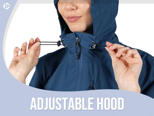 Outdoor Ventures Women's Packable Slim Long-Sleeve Polyester Rain Jacket for Ladies - Waterproof, Hooded, Sporty Style Tops with Durable Fabric for Cycling (Sports & Outdoor Wear)