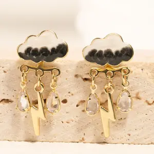 2Pairs Earrings, New Cloud Raindrop Earrings for Women, Summer Yellow Tulip Stud Earrings, Oil Drip,  Unique Fashion Earrings