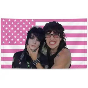 Jake and Johnny 3 * 5 FT Four HolesPink American Falg Four Holes Tapestry Polyester Wall Art Tapestry Decorative Bedroom Modern Home Wall Hanging Wall Decoration Merch