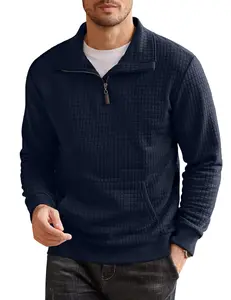 COOFANDY Mens Quarter Zip Sweatshirt Long Sleeve Casual Waffle Pullover Hoodies with Pocket