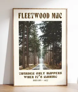 Fleetwood Mac Music Poster, 70's Vintage Wall Art, Song Lyrics Print, Gift For Music Lover Decor Photo