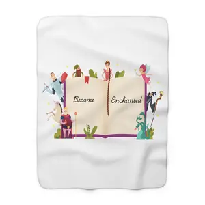 Sherpa Fleece Blanket - Soft 100% Polyester with One-Sided Print, Velvety Backside, and "Become Enchanted" Design