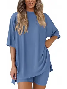 Women's Casual Loose-Fit Round Neck Short Sleeve Shorts Set XS-4xl, Comfortable Home Wear, Womenswear, All Season Fashion