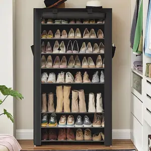 SONGMICS HOME Shoe Rack, 7/9 Tier Shoe Organizer with Nonwoven Fabric Cover, Shoe Storage Shelf for 40-50 Pairs of Shoes, Entryway, Suitable for Sneakers, High Heels, Flats, and Boots