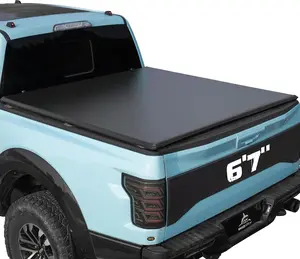 Truck Bed Tonneau Cover Compatible with Chevy Silverado & GMC Sierra 1500(2007-2026) 2500 3500HD(2007-2019) 6.6 ft Standard Box(NO CarbonPro Bed), Soft Folding(Quad Fold) Style