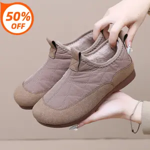 Snow Boots for Women Waterproof Fur Lined Boots Slip On Flats Winter Cold Weather Shoes Outdoor Warm Fur Lining