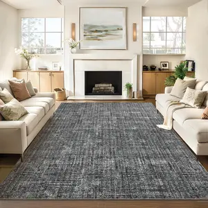 GARVEE Washable Rugs 10x13 for Living Room, Solid Rug for Bedroom, Soft Neutral Non Slip Large Rugs with Rubber Back, Low Pile Stain Resistant Modern Carpet for Dining Room Farmhouse,Grey