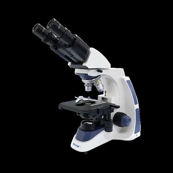 VELAB VE-B1 Basic Siedentopf Binocular Microscope (10x/18 mm, Abbe A.N. 1.25), 110-240V 50/60 Hz AC Adapter, 9"x15"x19" Size, Visual Learning Tool with Dust Cover & Blue Filter Accessory, Clinical Lab Routine Work-Compliant Office/School Supply