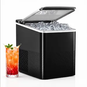 Countertop Ice Maker, 2-Size Bullet Ice, 26.5 Lbs/24H, Portable Ice Maker with Self-Cleaning for Home/Party/Travel/Camping, Black