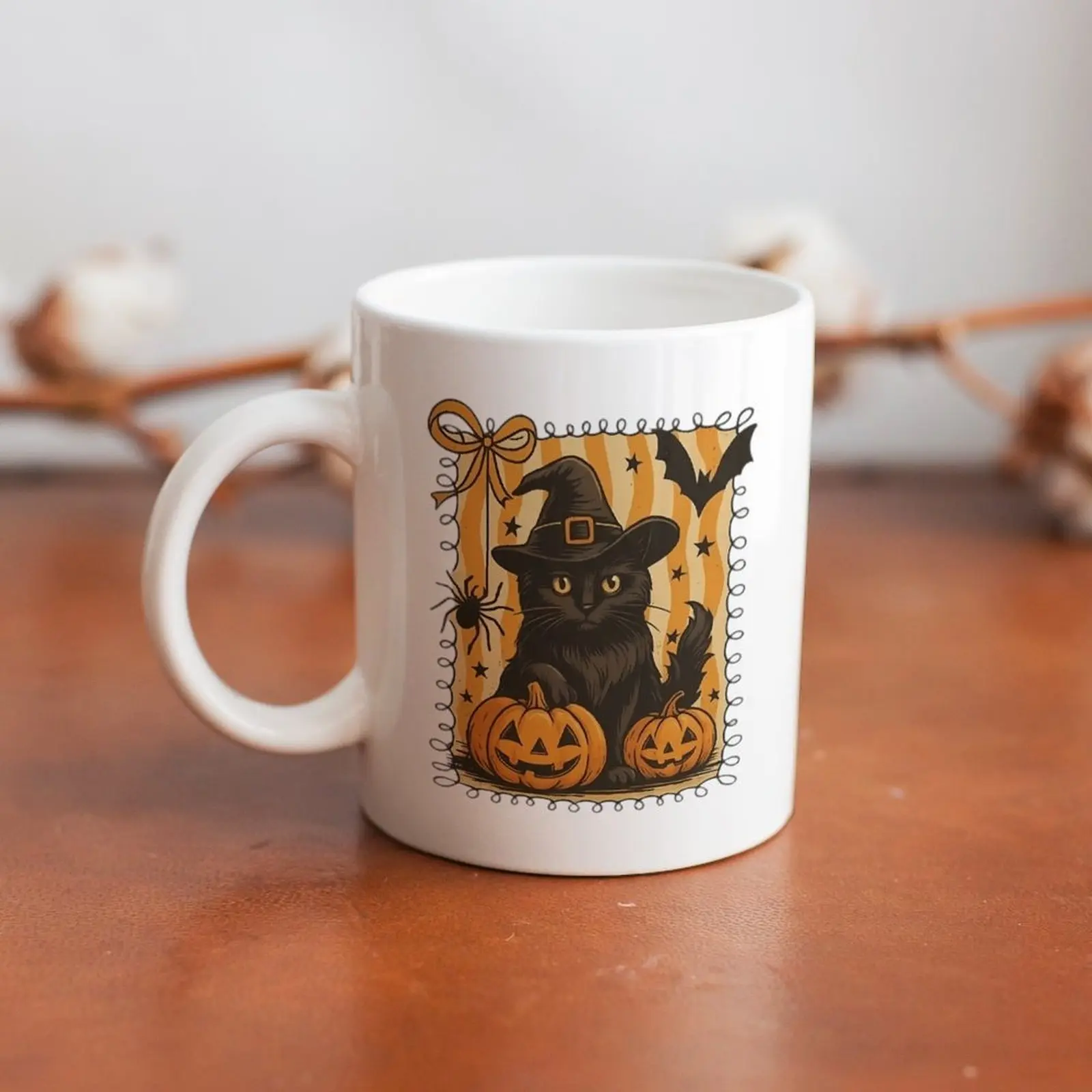 Halloween Cute Pumpkin Ceramic Mug, Autumn Coffee & Tea Cup, Holiday Party Drinkware, Funny Spooky Gift for Friends