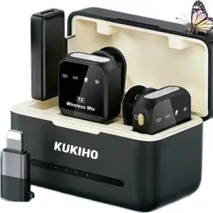 KUKIHO Spring Glow Up Wireless Lavalier Microphone for iPhone iPad Android with Charging Case 360° Omnidirectional Sound Pickup 80 Hours Battery Life