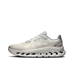 Unisex Ultra Soft Multi-Wave Hollow Cloud Cushion Thick Platform Running Sneakers, One Piece Breathable Off White Thin Transparent Mesh Upper, Adjustable Flat Matching Off White Laces, Plush Mesh Lini