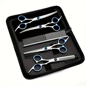 5 in 1 Professional Pet Grooming Kit - Stainless steel, left and right hand universal design, for cat and dog grooming, suitable for cats, dogs and rabbits