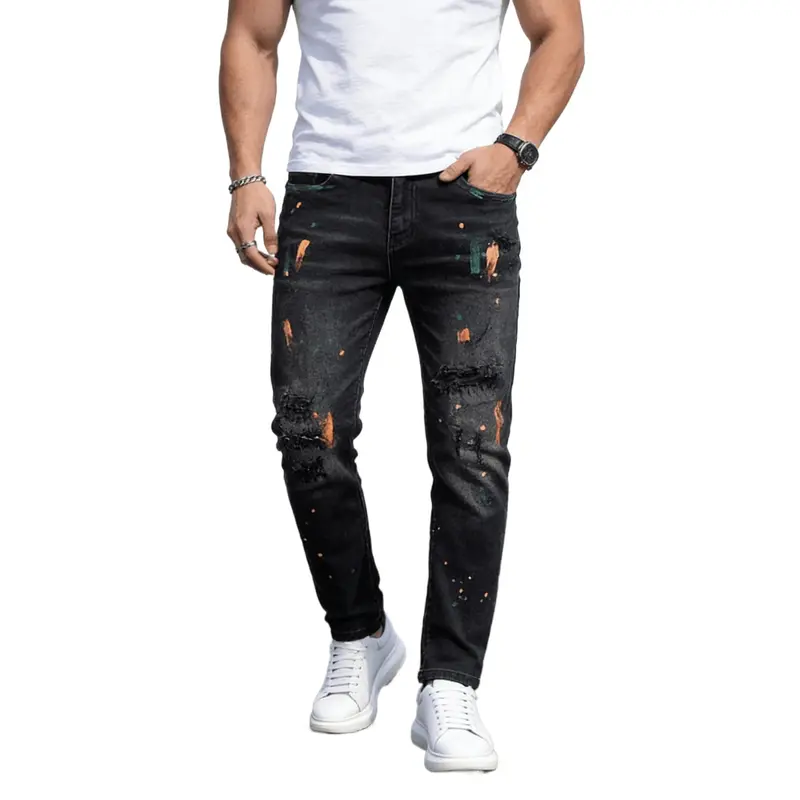 jean paint slim fitspaltter - TikTok Shop