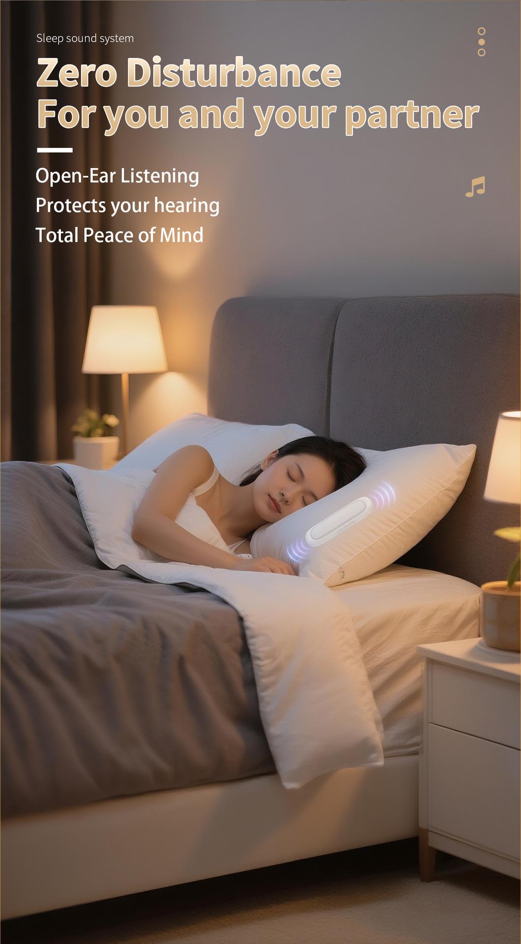 Pillow Speaker – Bluetooth Bone-Conduction Sleep Speaker with White Noise & Sleep Timer, Cozy Under Pillow Audio for Side Sleepers Valentine's Day gift, New Year's gift