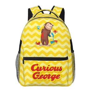 Lightweight Curious george Backpack Funny Cartoon Curious george toys Travel Casual Laptop Backpack Hiking Daypack Curious george stuffed animal stuffs for birthday, anniversary, party gifts