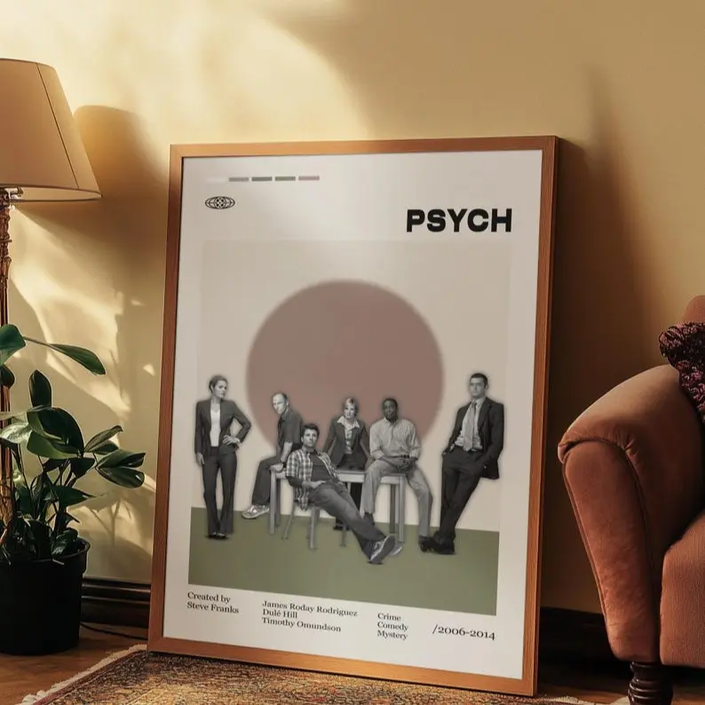 Psych Movie Poster, Psych Print, James Roday Rodriguez, Vintage Tv Show Poster, Minimalist Art, Retro Poster, Vintage Poster, Home Wall Art. POSTER NO FRAME