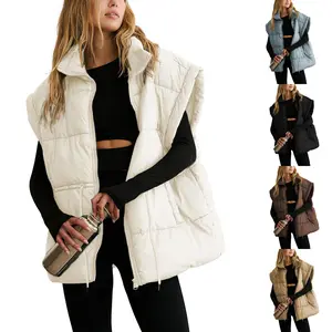 Molitree Women's Puffer Vest Adjustable Drawstring Waist Lightweight Quilted Zip Up Vest with Pockets