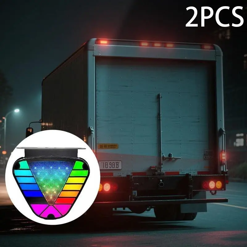 Colorful Triangle Brake LED Light, 12-30V Triangular Brake Tail Warning Flash Lamp, Car Anti-Collision Flashing Tail Lights, Universal for Cars, Trucks, Motorcycles, Bikes