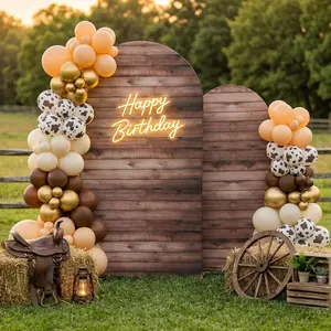Wood Arch Cover Arch Covers 7.2 and 6ft,Rustic Vintage, Arch Backdrop Cover Set of 2,Stretchy Spandex Fitted Wrinkle Free for Wedding Photography Birthday