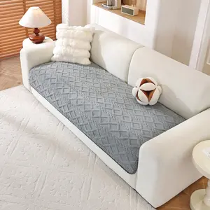 1pc soft plush sofa cushion, Quilted sofa cover, Bohemian jacquard geometric pattern, Anti slip sofa cushion, Pet friendly and machine washable, Suitable for double, three seater sofas and combination sofa cushions