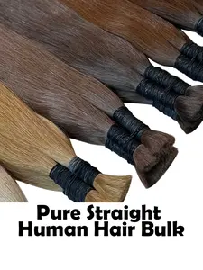 Hair Bulk Pure Straight Human Hair Bulk Human Bulk Hair for Braiding Free DIY Top Grade Quality #4 Natural Brown 18inch 22inch Raw Bulk Party costumes #6 #1 Premium Straight Human Hair Bulk