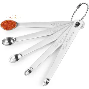 5 Pcs Mini Measuring Spoons Set, Stainless Steel Small Measuring Spoons Tad 1/4 tsp, Dash 1/8 tsp, Pinch 1/16 tsp, Smidgen 1/32 tsp, Drop 1/64 tsp for Home Kitchen Baking Cooking Gifts