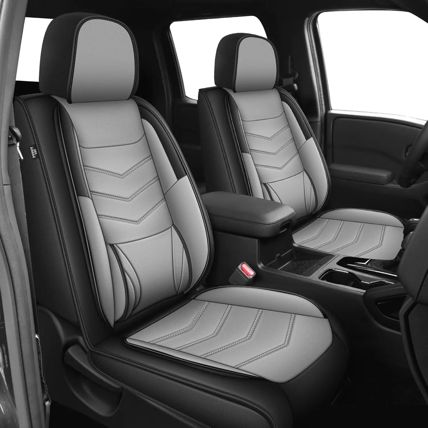 For Chevy/Chevrolet Trax Seat Covers 2024-2026 Full Set 5 seats, Faux Leather Seat Covers, Waterproof & All-Weather Protection & Airbag Compatible,Black，Gray Universal