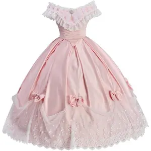 Women Southern Belle Renaissance Costume Pink Victorian Wedding Dress Rococo Ball Gown