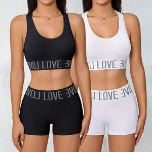 Womens Solid Sports Bra & Boy Short Matching Set - Soft Comfortable Breathable Ultra Light Fabric for Womenswear
